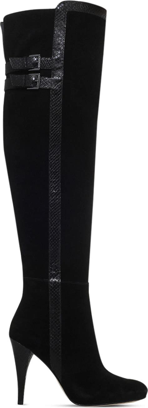 michael kors black suede over the knee boots|Michael Kors isabella ankle boot.